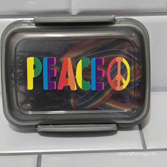 PEACE Stash Box  Boomer Designed Pride Rainbows Filled With Rainbow Paperclips - Picture 1 of 4